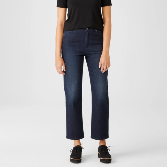 Eileen Fisher Organic Cotton Stretch Straight Ankle Jean - Picture 1 of 8